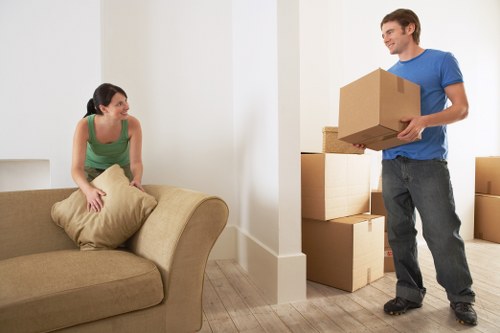 Removal team handling furniture and boxes during a Maze Hill home move
